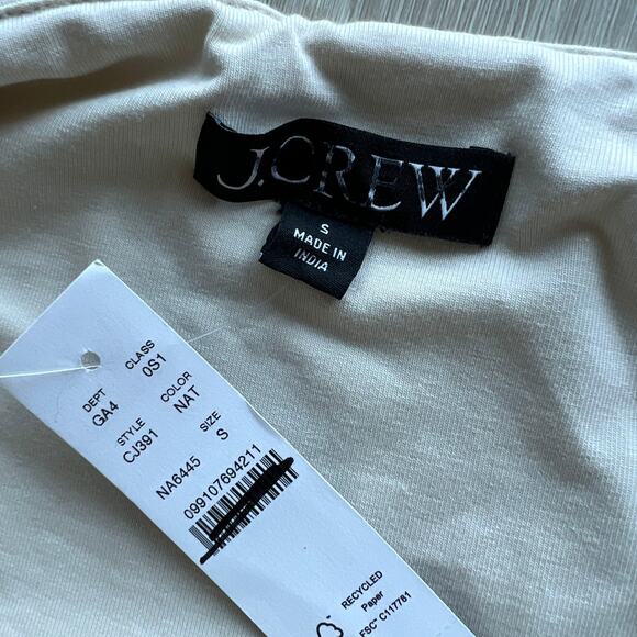 J Crew Strapless Mixy Dress Small Natural And Black Pockets Flaw - Picture 2 of 14